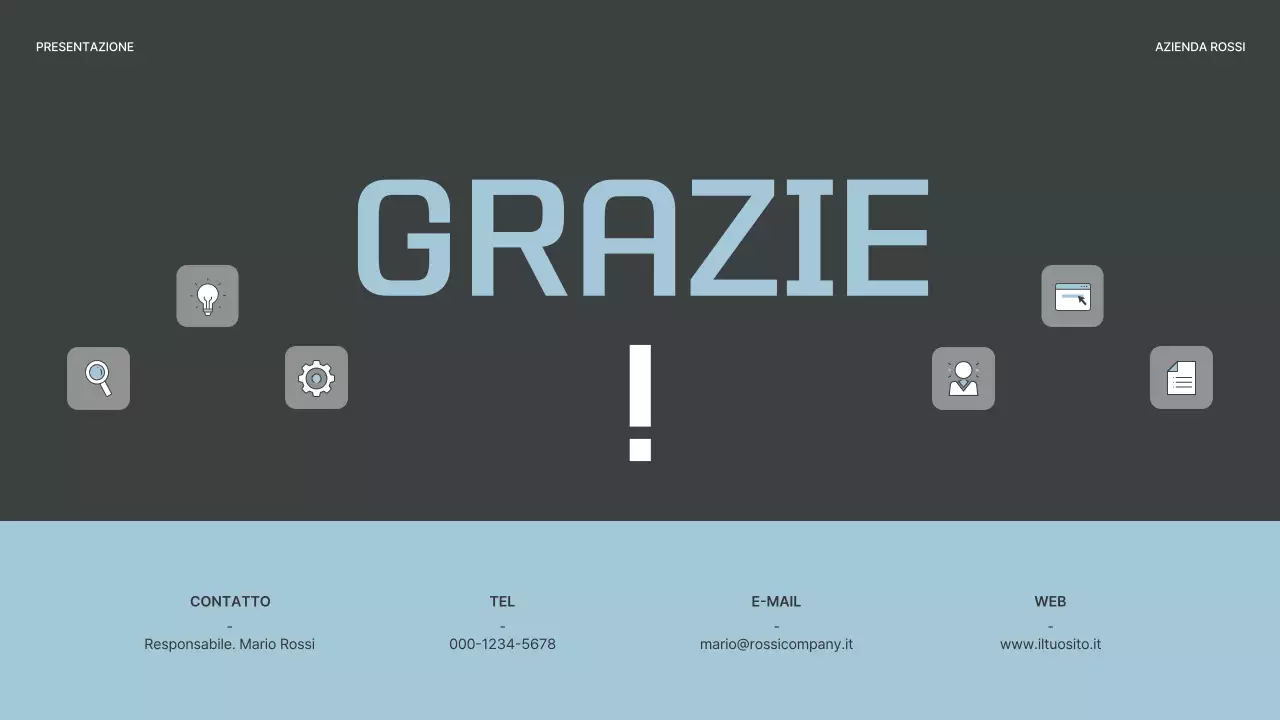 Un semplice business plan in grigio e azzurro