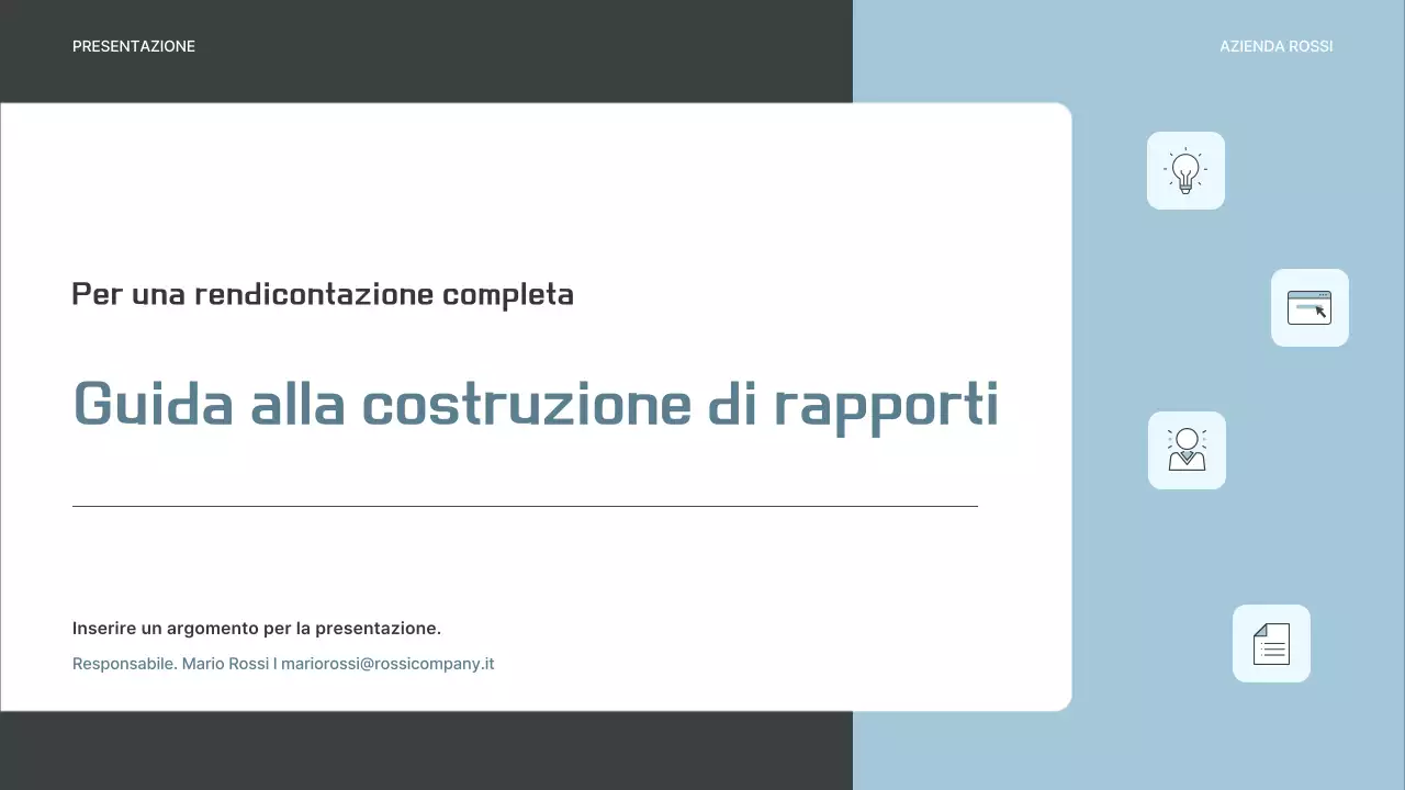 Un semplice business plan in grigio e azzurro