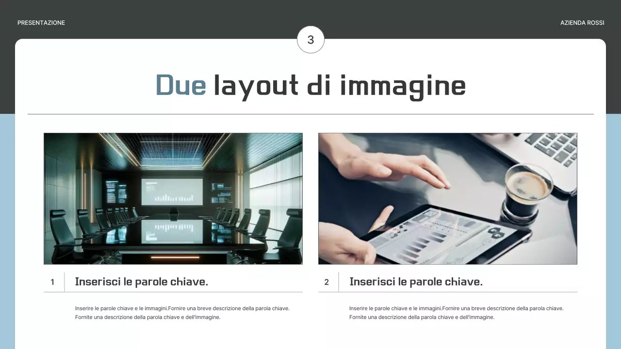 Un semplice business plan in grigio e azzurro