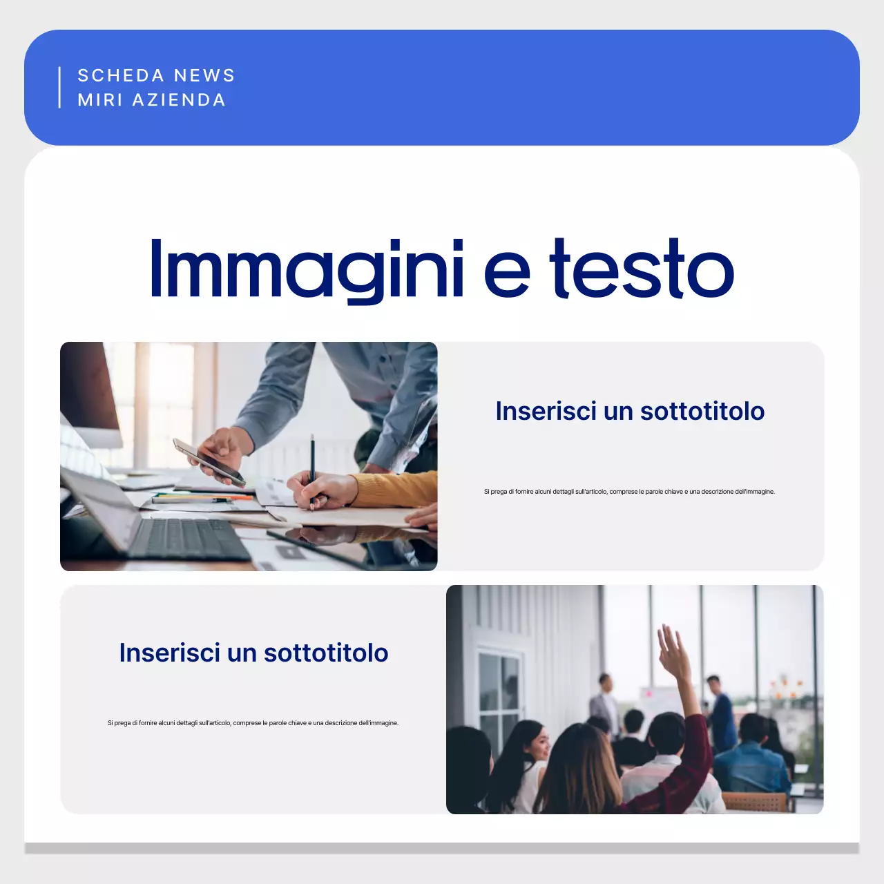 Messaggi aziendali semplici in blu