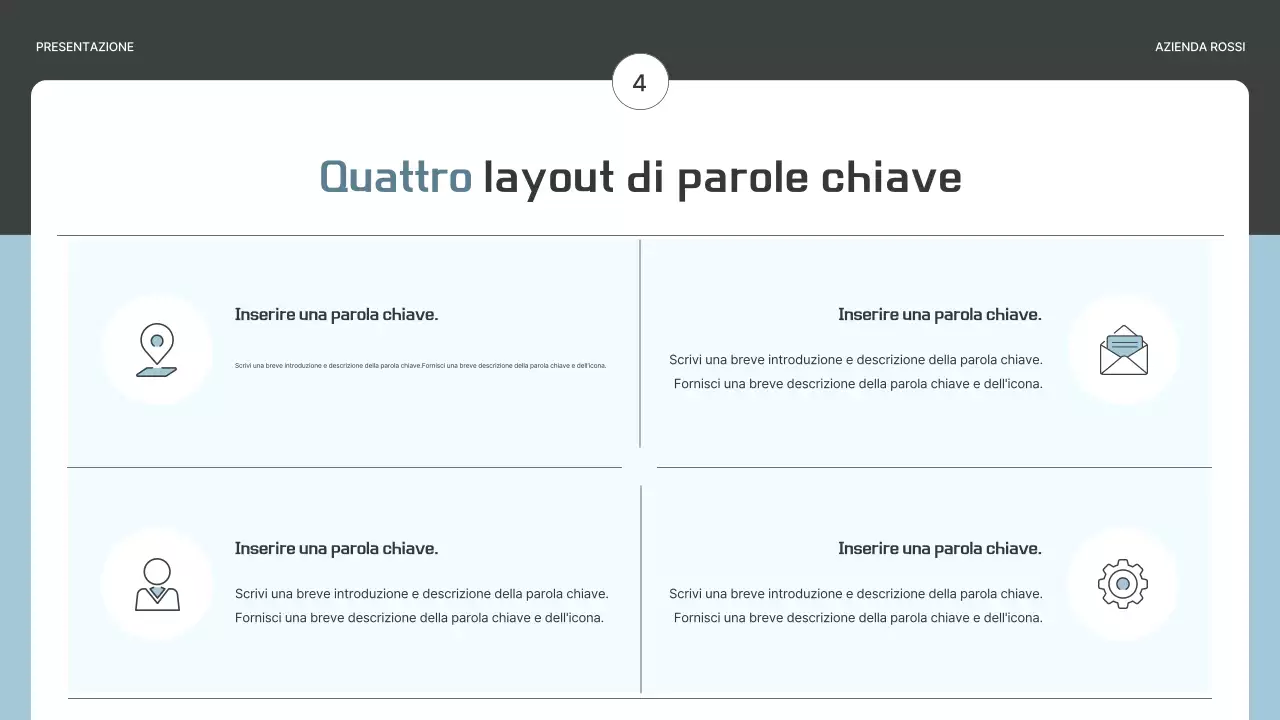 Un semplice business plan in grigio e azzurro