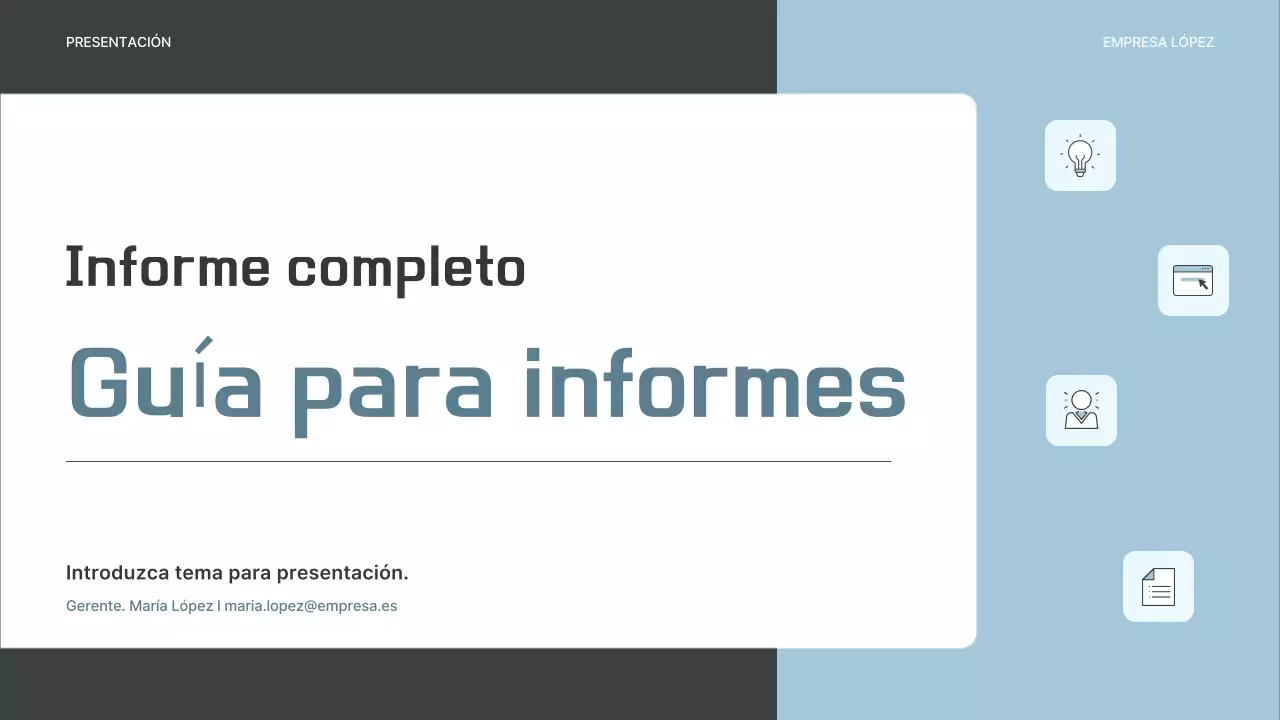 Un sencillo plan de empresa en gris y azul claro