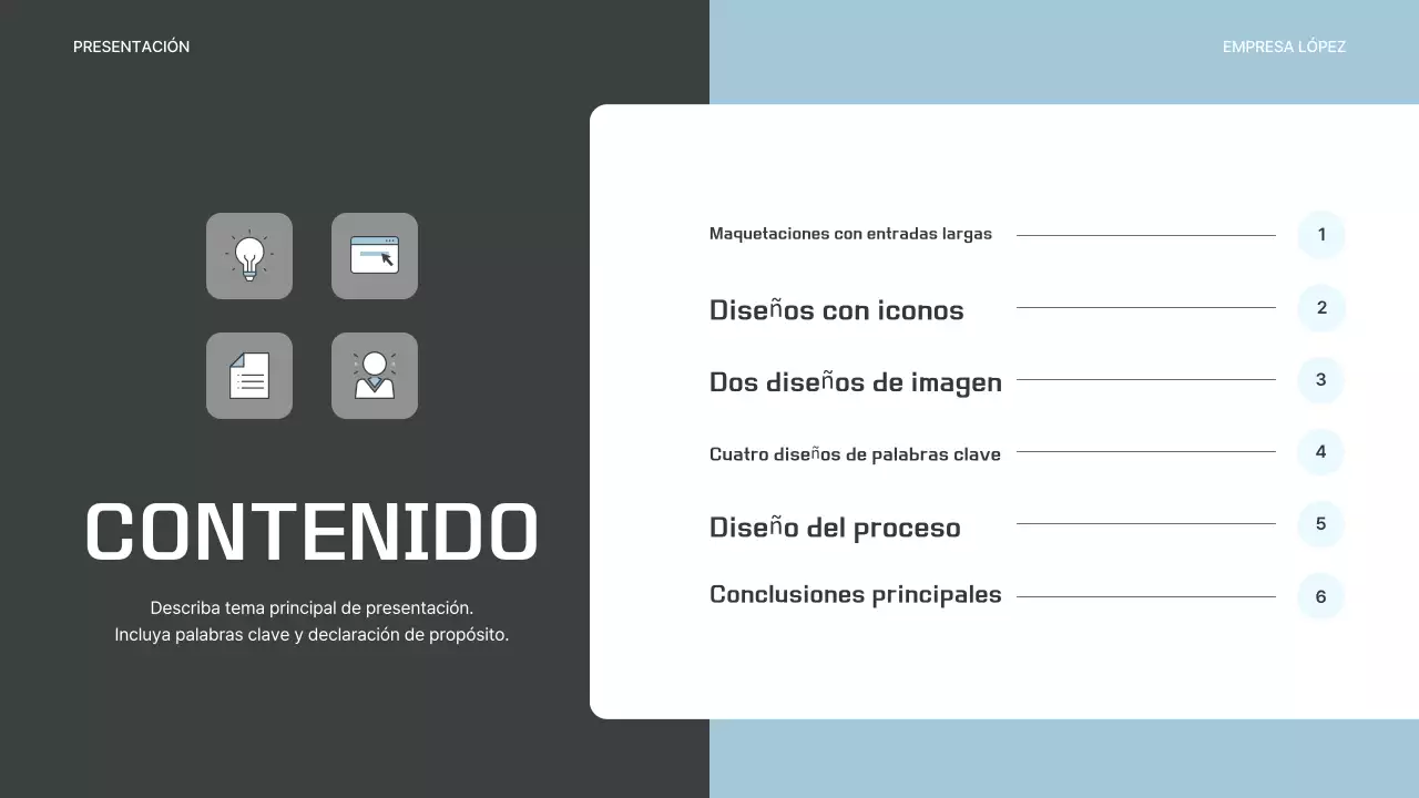 Un sencillo plan de empresa en gris y azul claro