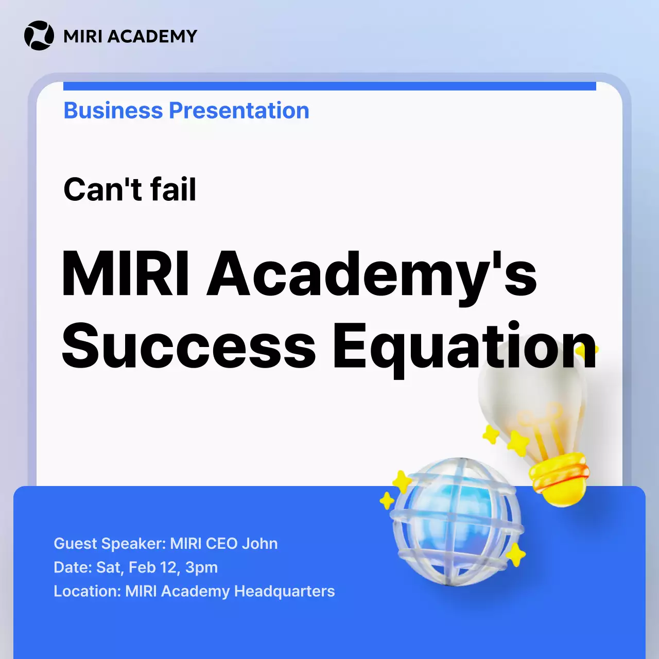 Promover apresentações empresariais modernas em azul claro