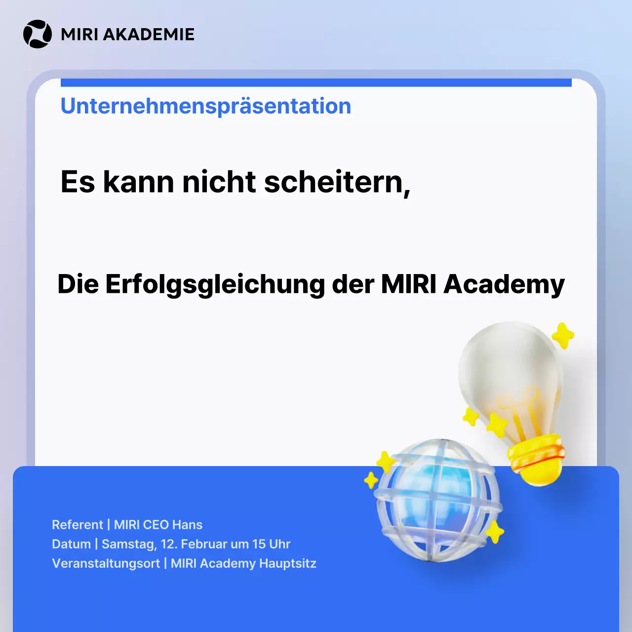 Förderung von hellblauen modernen Geschäftspräsentationen