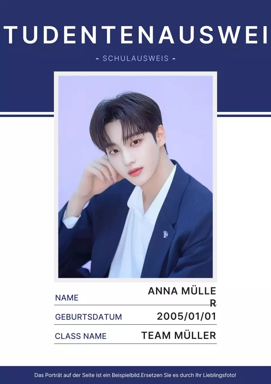 Marineblaue einfache Studentenausweis-Visitenkarte