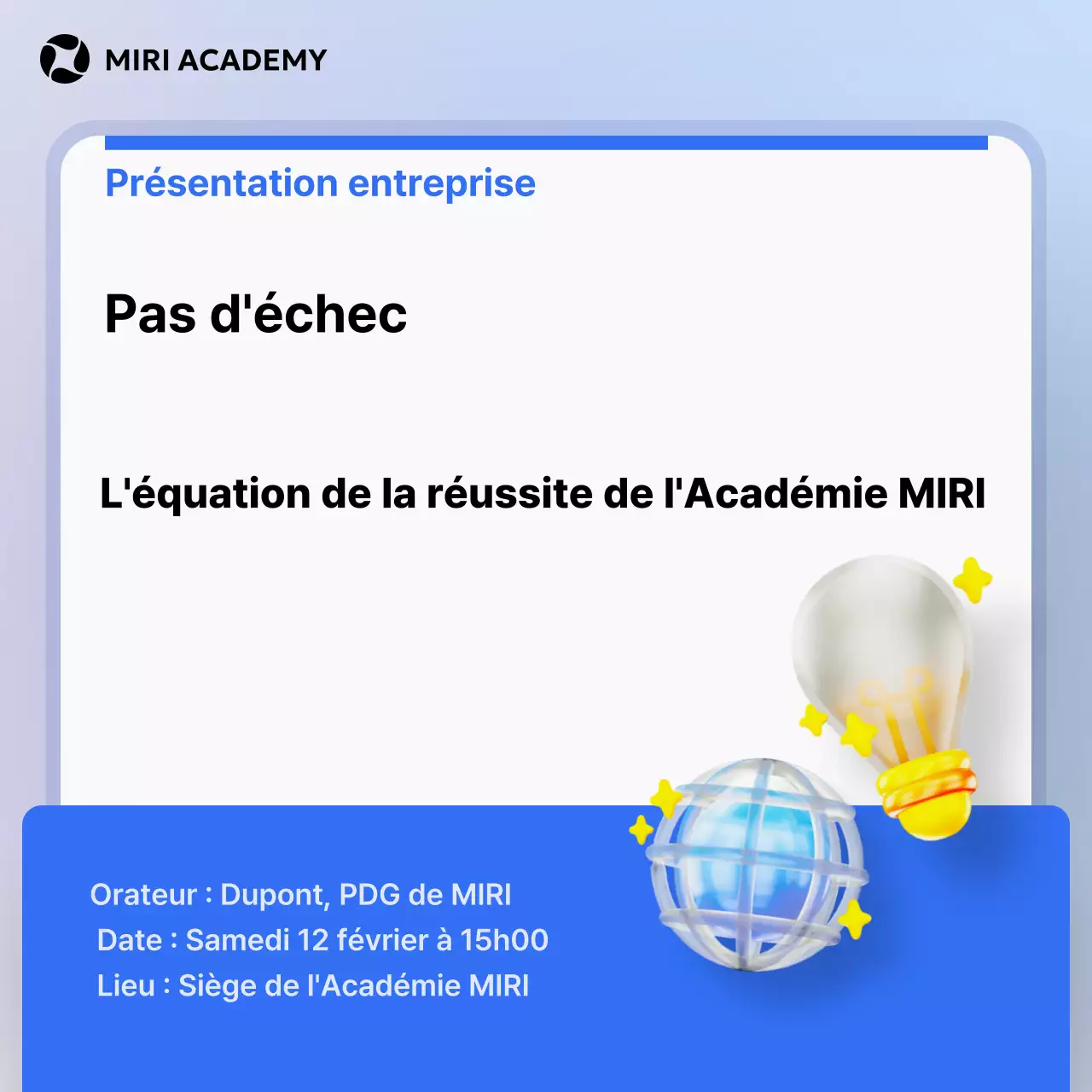 Promouvoir des présentations d'entreprise modernes en bleu clair