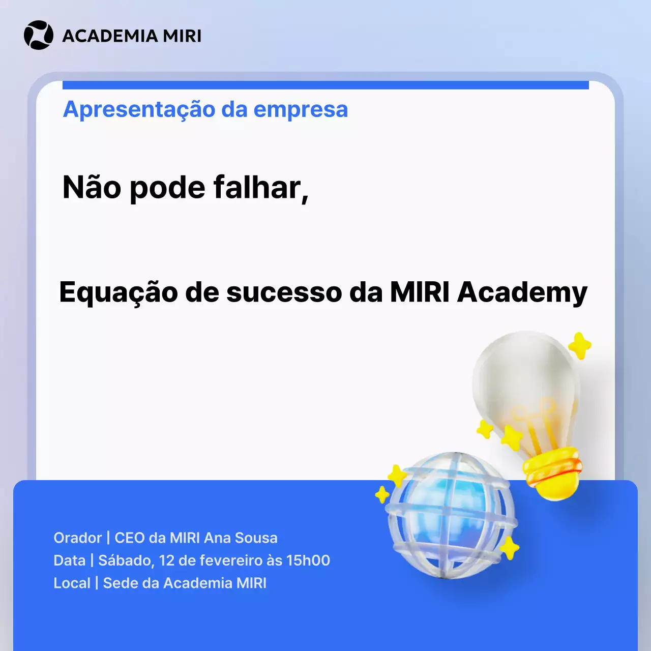 Promover apresentações empresariais modernas em azul claro