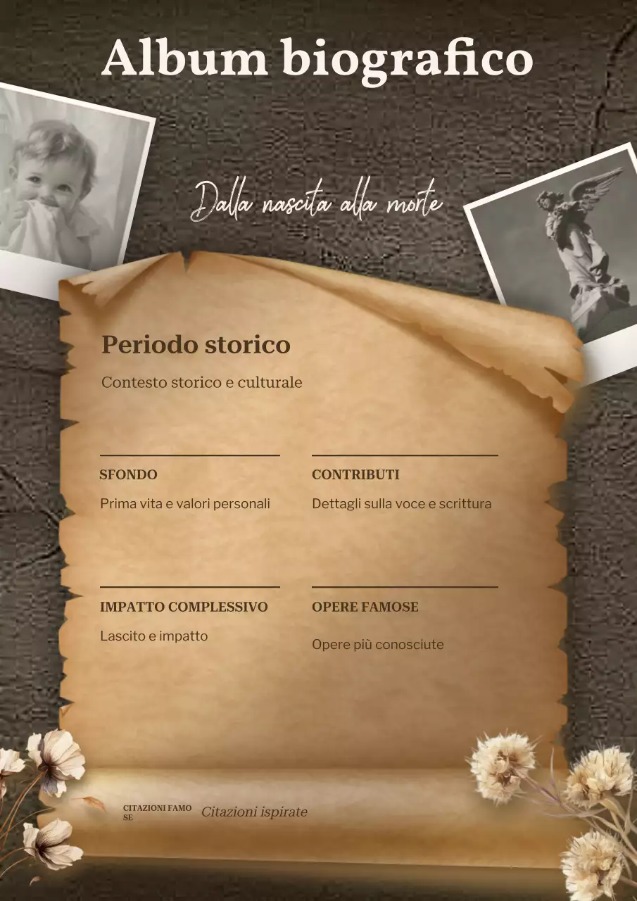 guida biografica d'epoca marrone