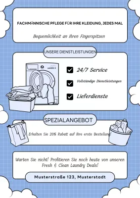 blaue moderne Wäsche Werbeplakat