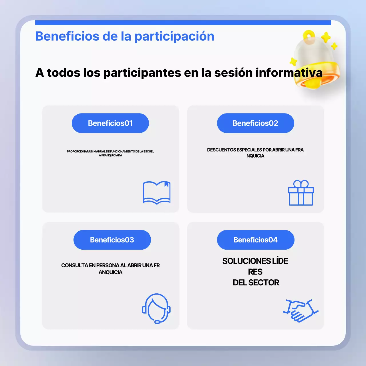 Promover presentaciones empresariales modernas en azul claro