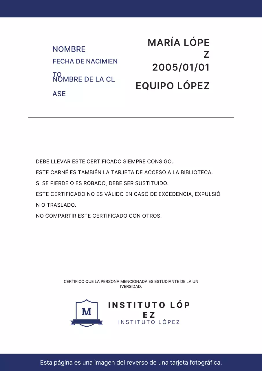 Tarjeta de visita simple azul marino