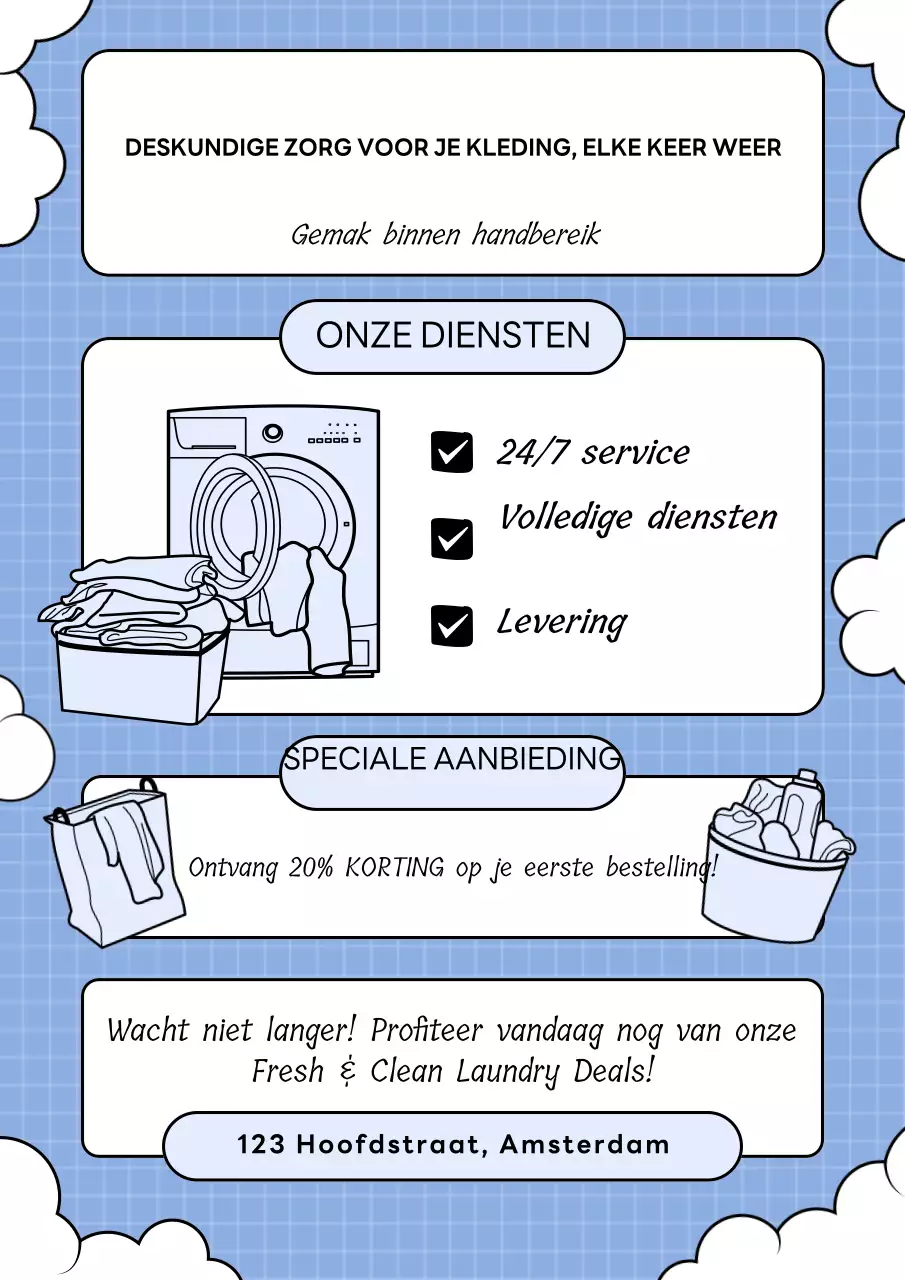 blauwe moderne was promotie poster