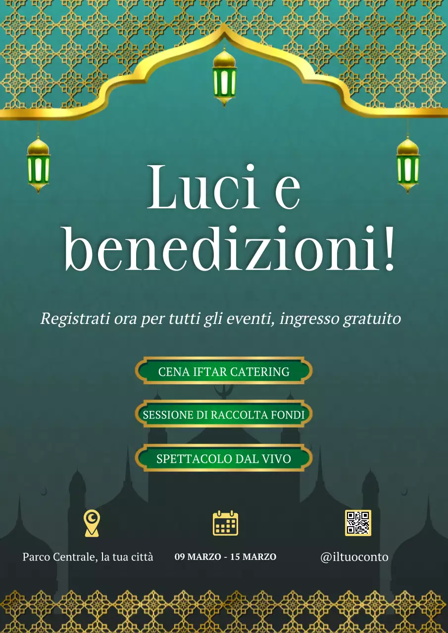 Poster web per la promozione dell'evento tradizionale verde del Ramadan