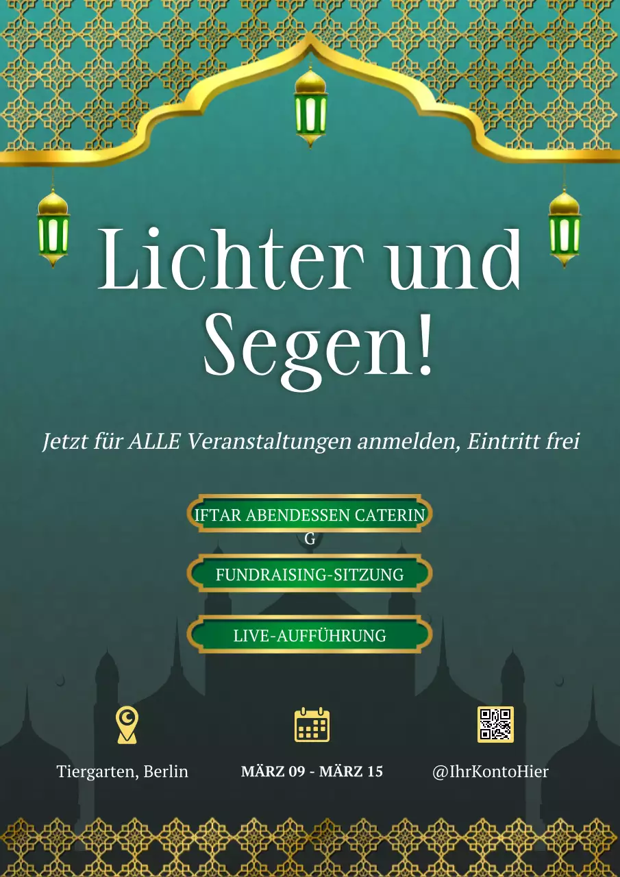 Grünes traditionelles Ramadan-Werbe-Webposter
