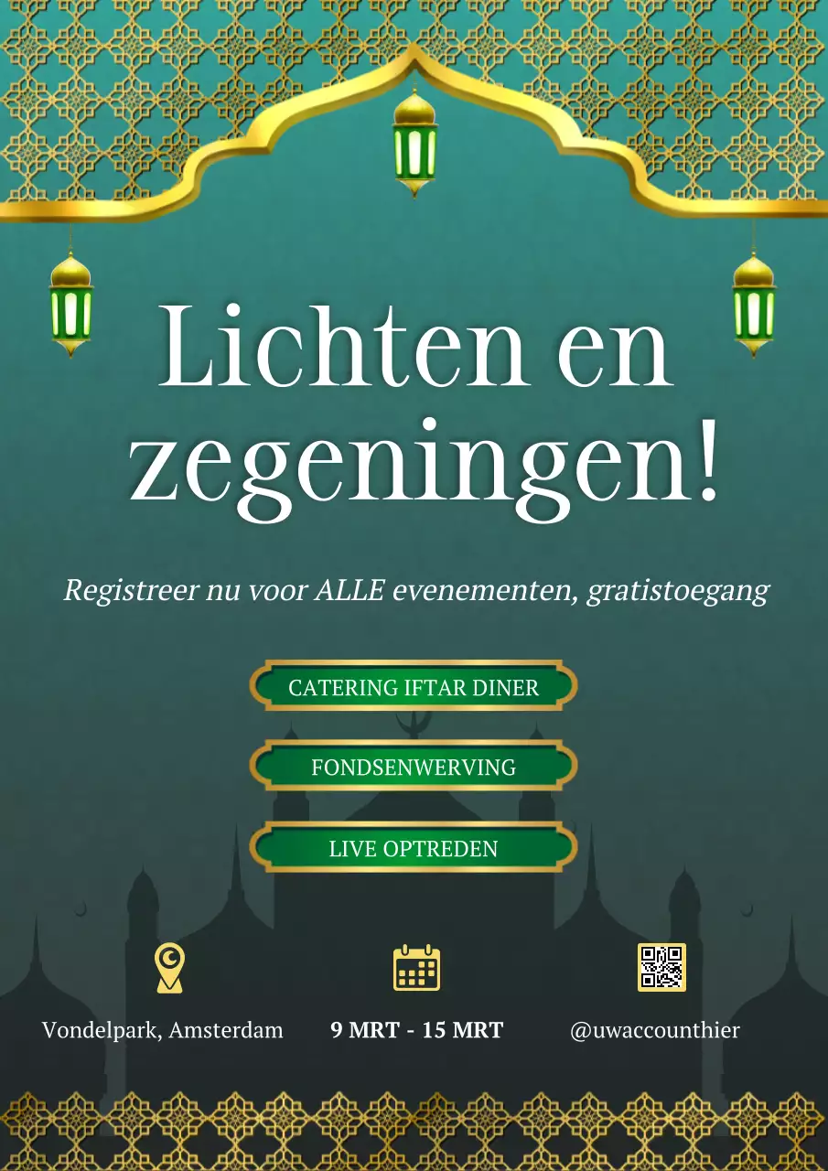 Groene Traditionele Ramadan Evenement Promotie Web Poster