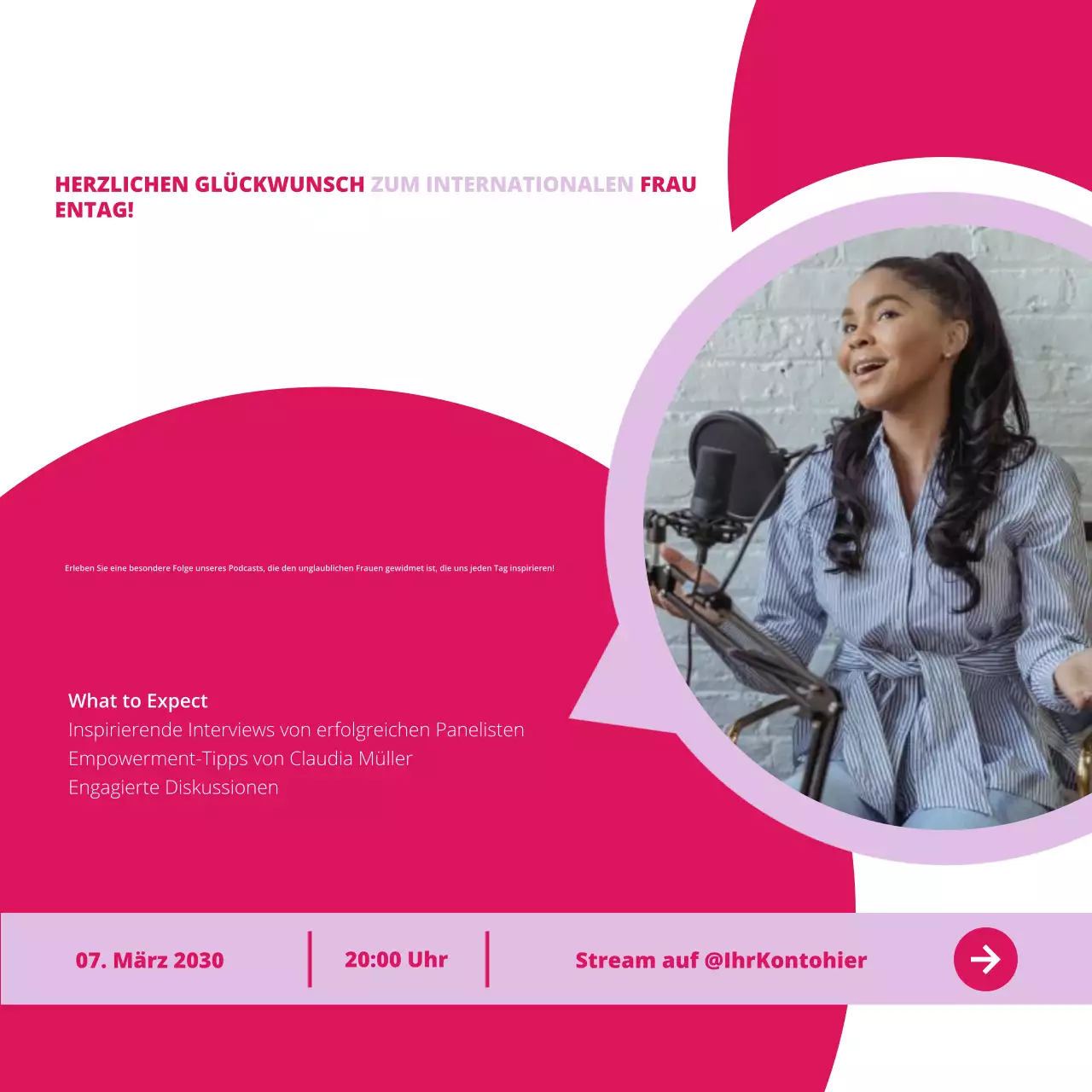 pink modern podcast ankündigung