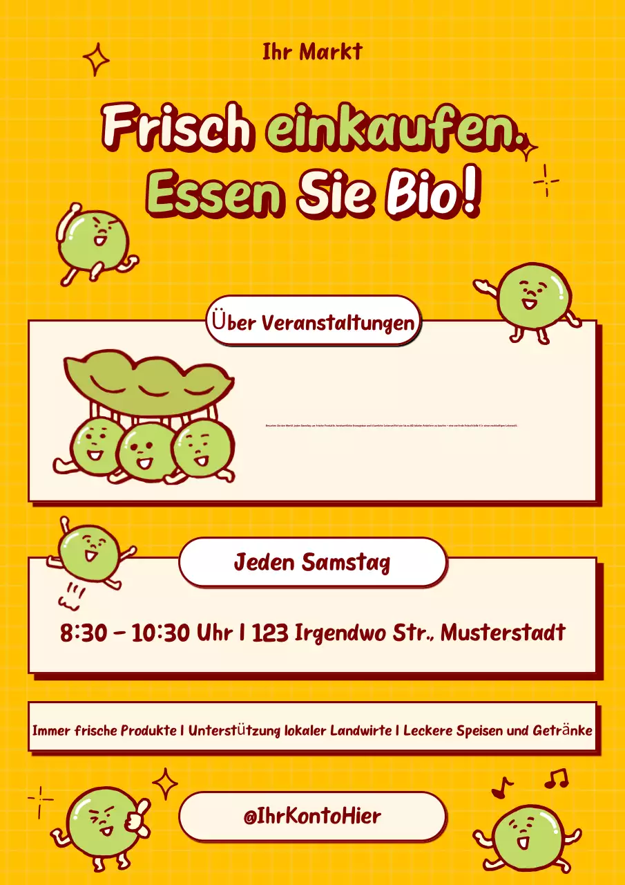 gelbes verspieltes Bio-Plakat für Veranstaltungen