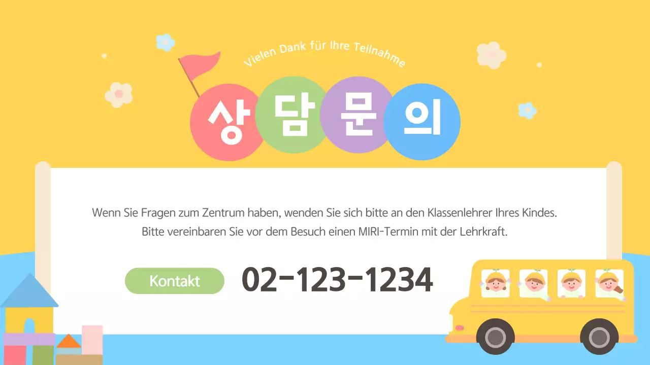 Niedliche Orientierungshilfe für Eltern in Hellblau und Gelb