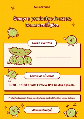 cartel lúdico amarillo de promoción de eventos ecológicos