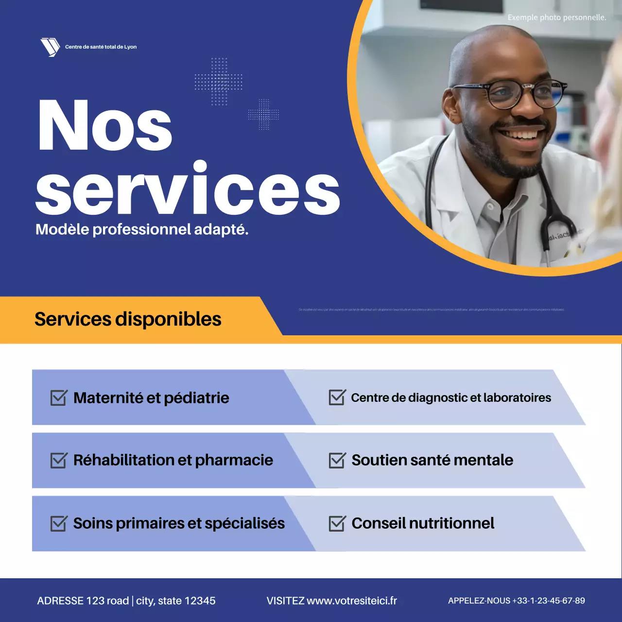 publicité pour un service de santé professionnel bleu