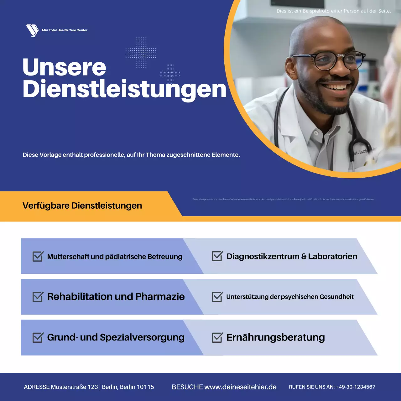 blue professional healthcare service Anzeige