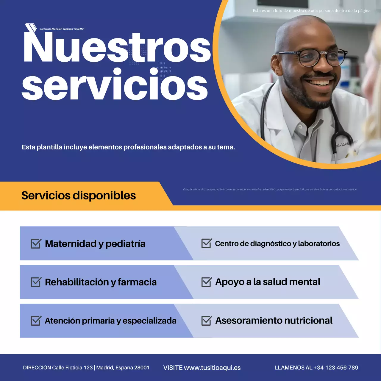 anuncio de servicio sanitario profesional azul
