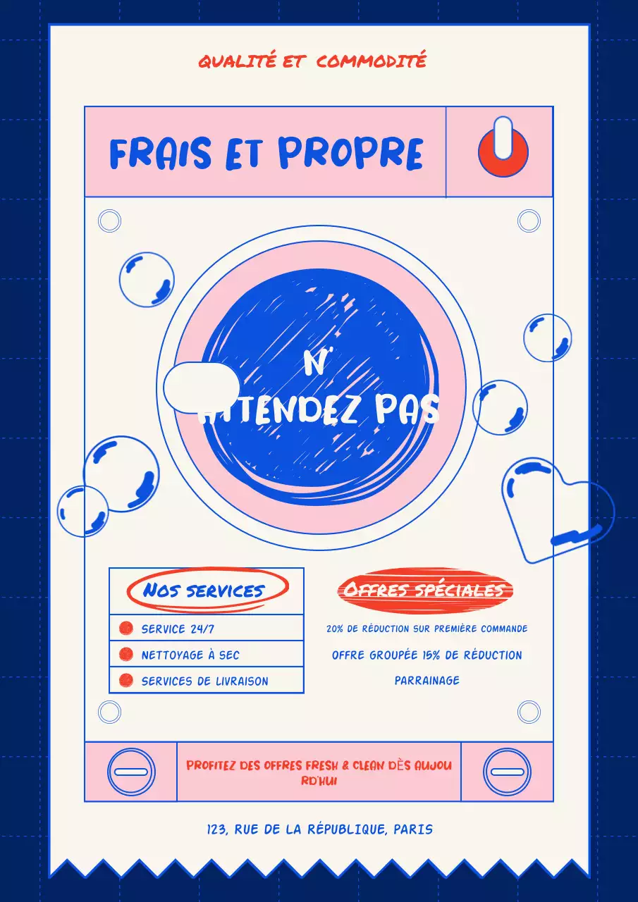 Promotion Blue Illustrated Laundry Service