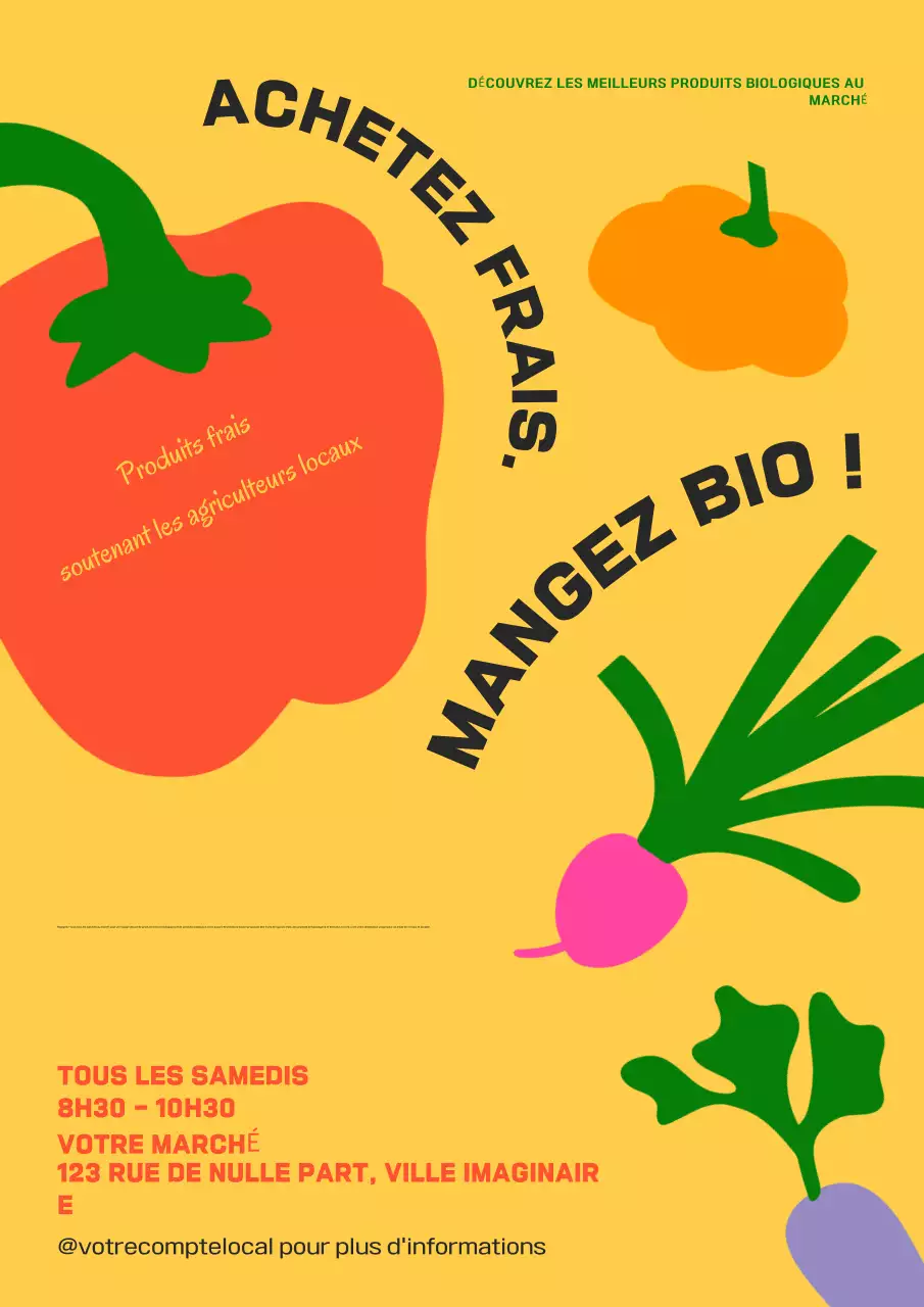 Poster web pour la promotion du marché des aliments biologiques