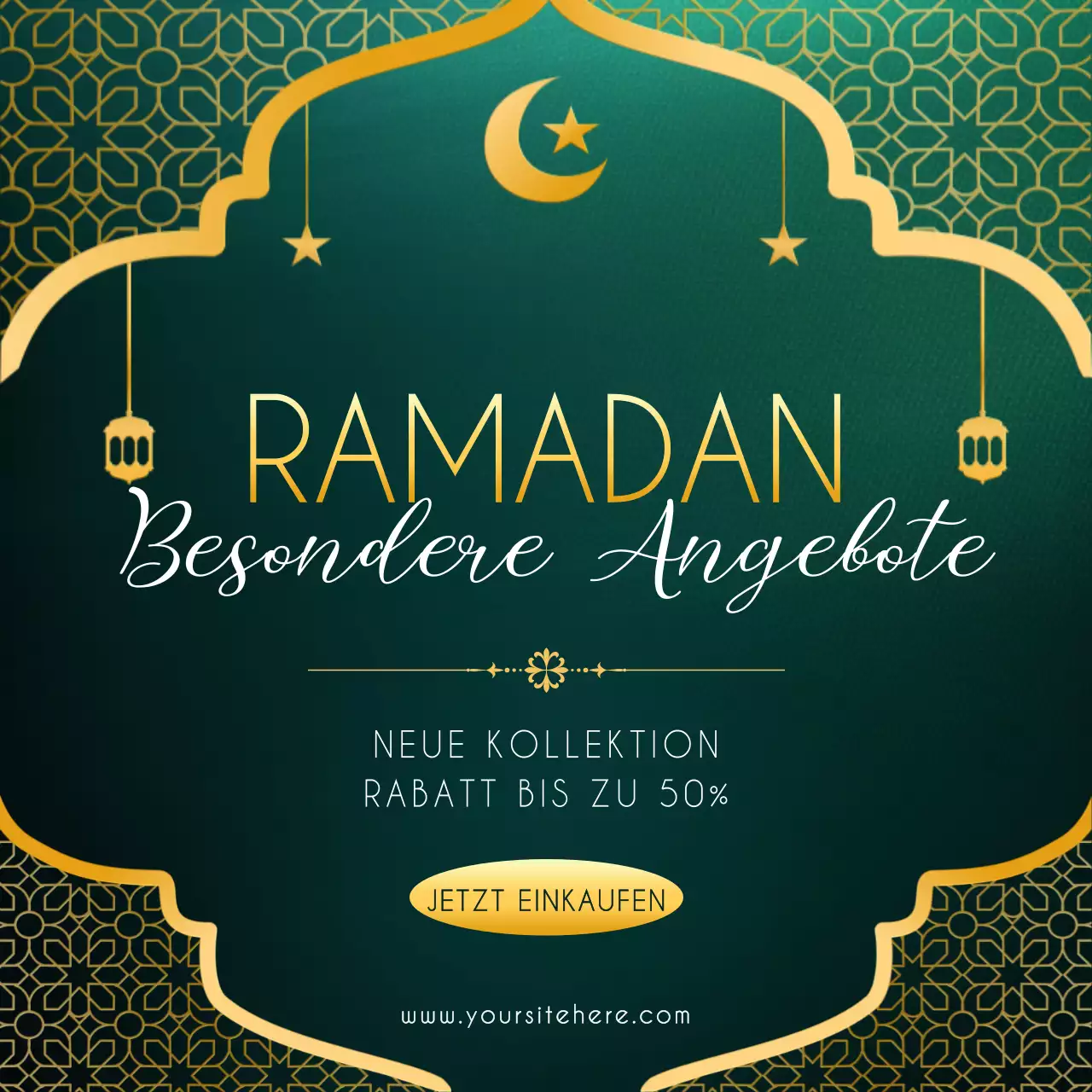 Grüner Gradient Ornament Ramadan Verkauf Förderung Social Media Vorlage