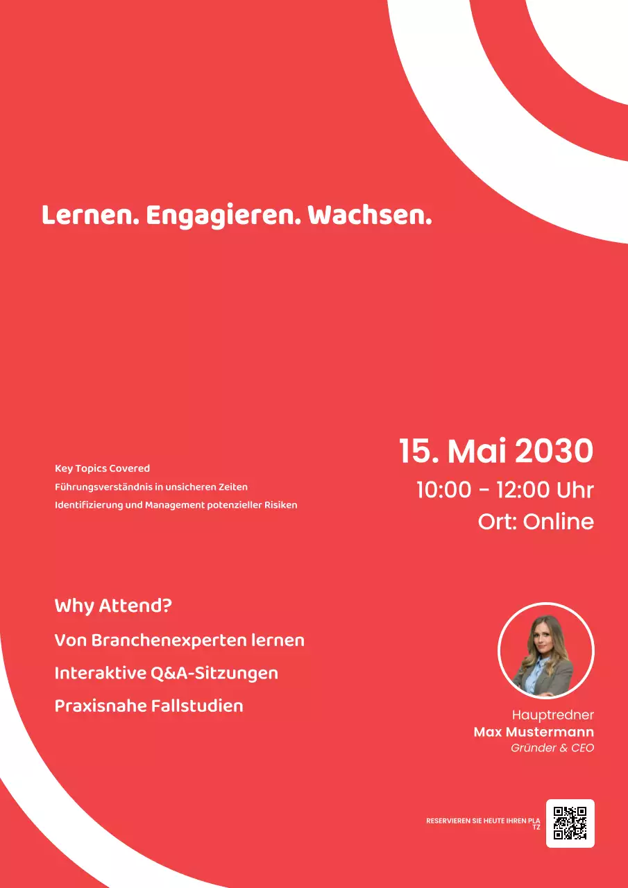 Red Modern Leadership Event Ankündigung