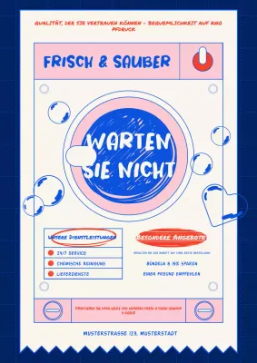 Blue Illustrated Laundry Service Promotion