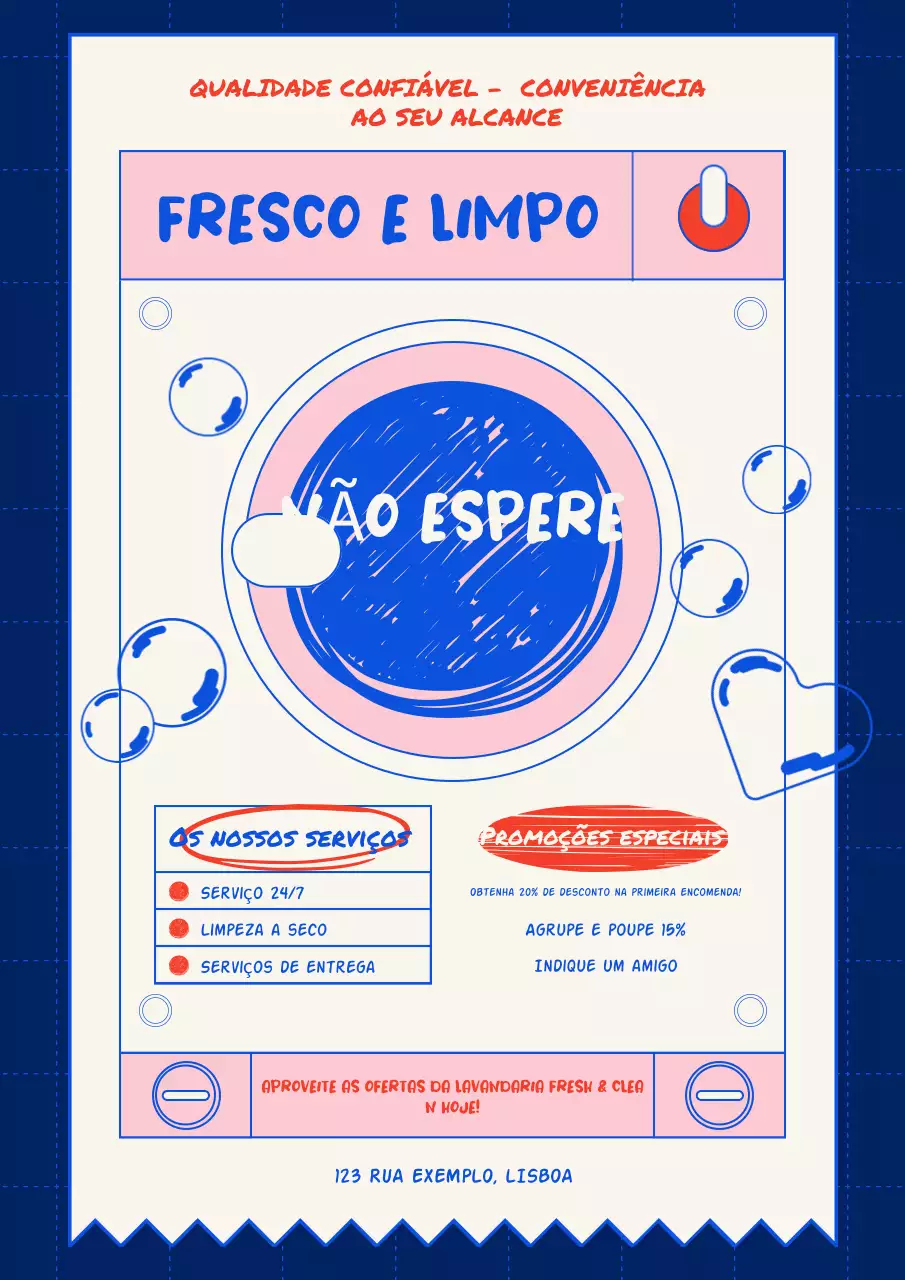 Promoção do serviço de lavandaria Blue Illustrated