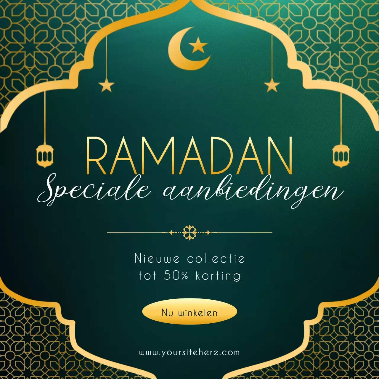 Groen verloop ornament Ramadan verkoop promotie social media sjabloon
