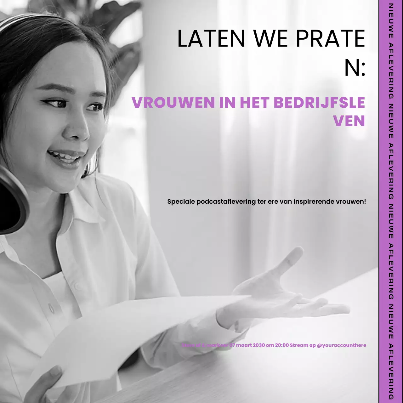 paarse moderne podcast aankondiging