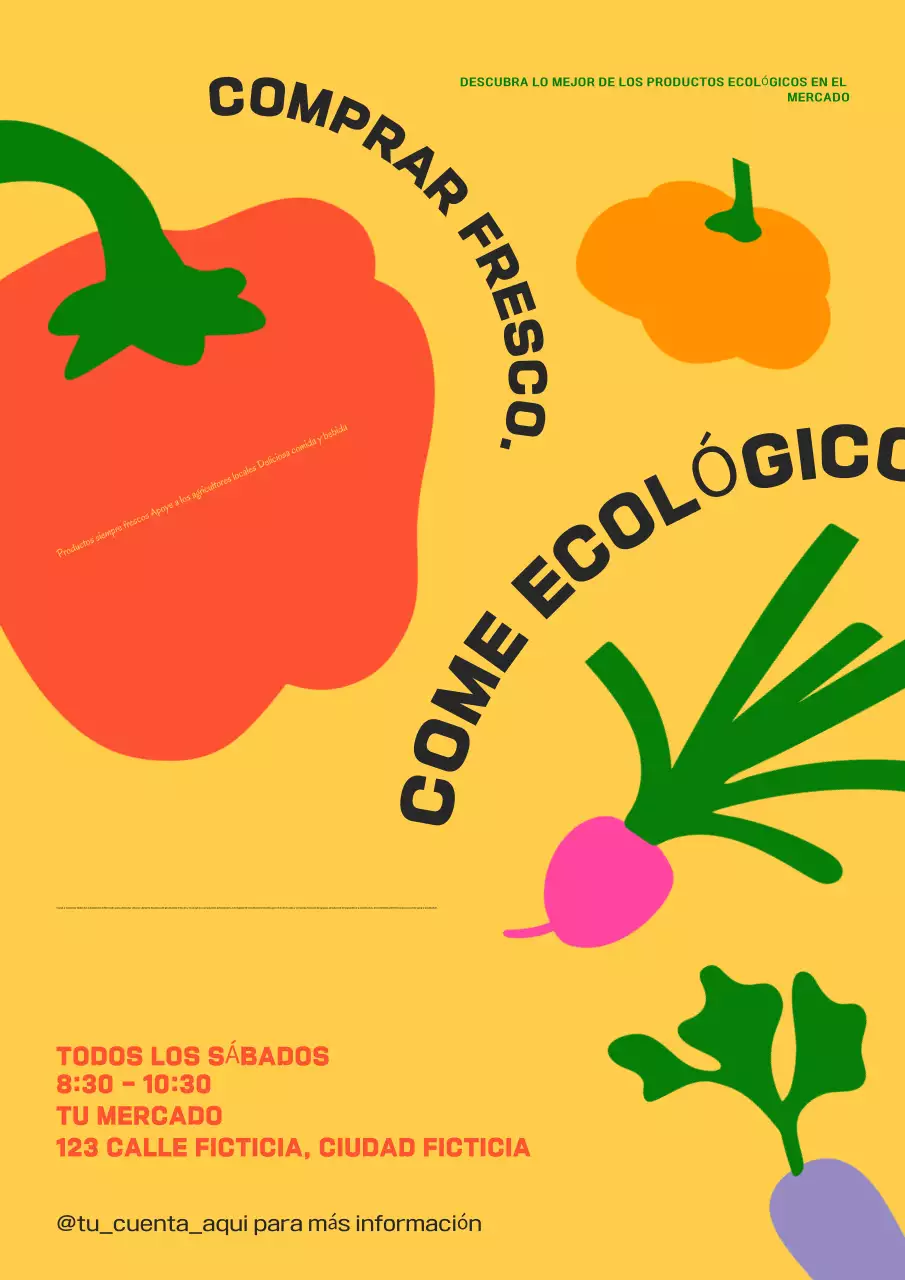 Cartel web de promoción del mercado de alimentos ecológicos