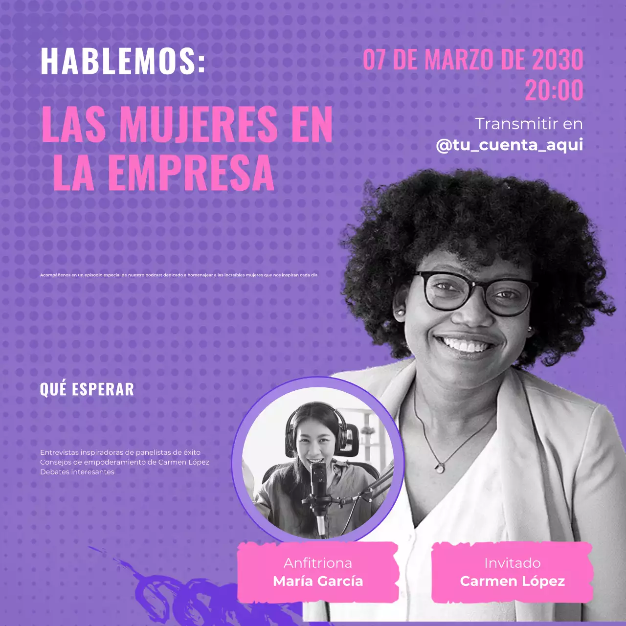 Promoción corporativa moderna de color morado