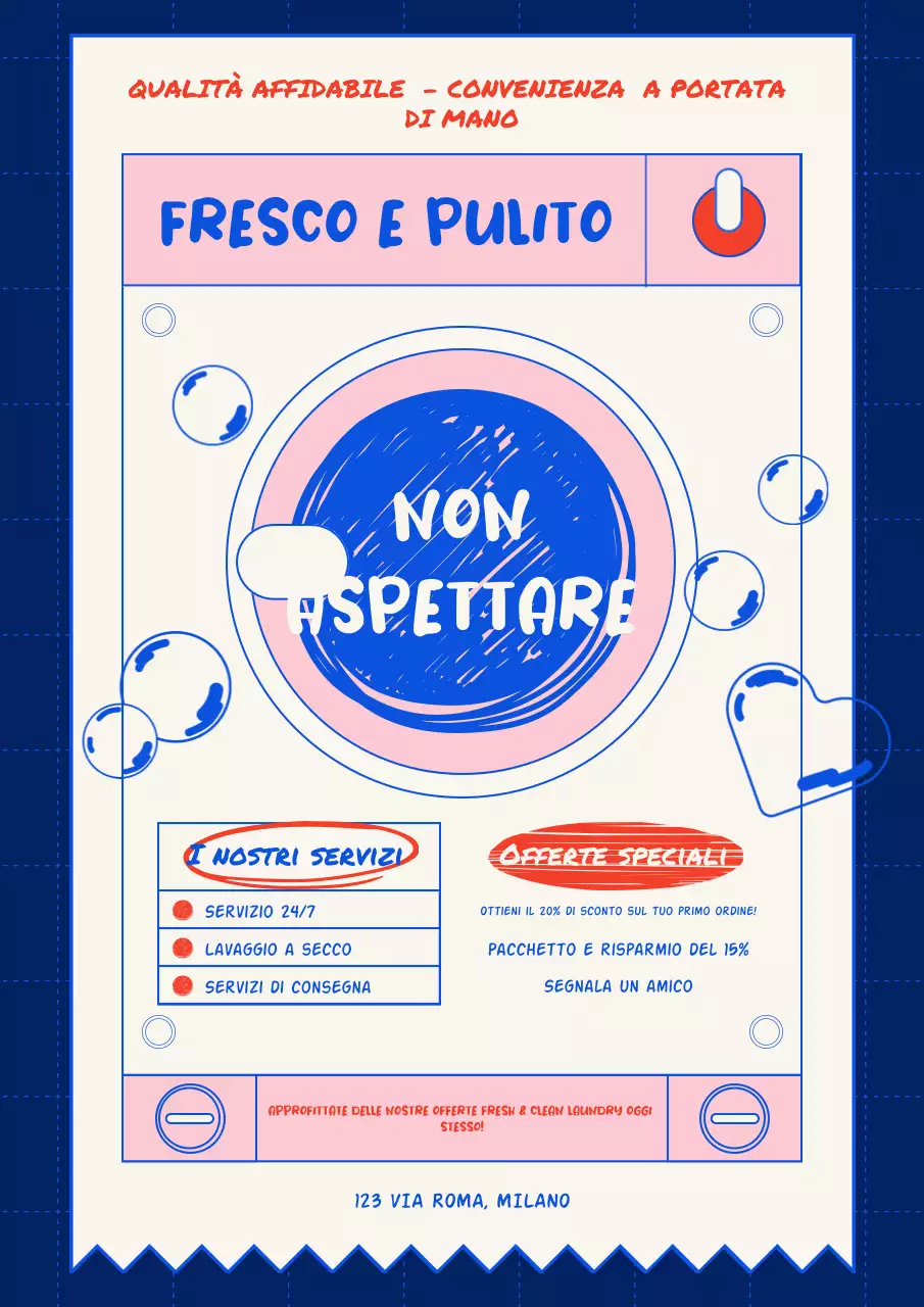 Promozione del servizio di lavanderia Blue Illustrated