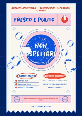 Promozione del servizio di lavanderia Blue Illustrated