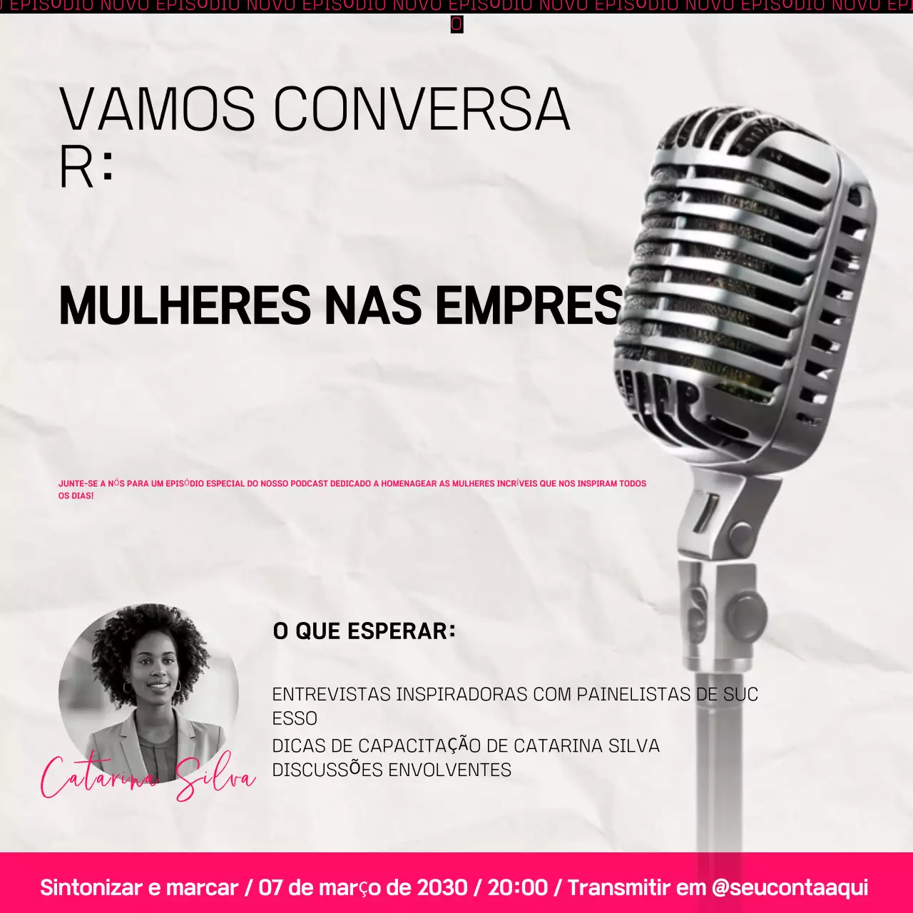 anúncio do podcast grey modern