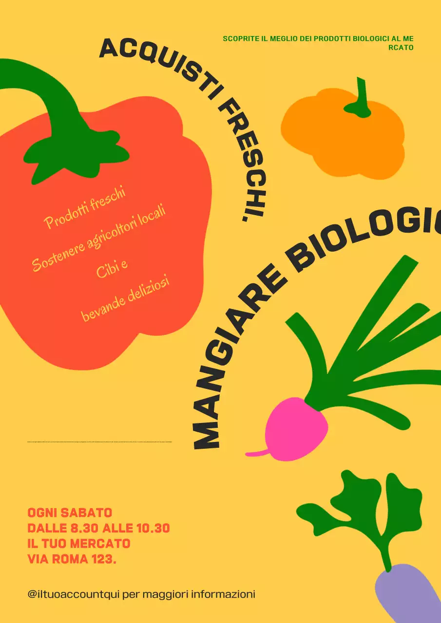 Poster web di promozione del mercato degli alimenti biologici