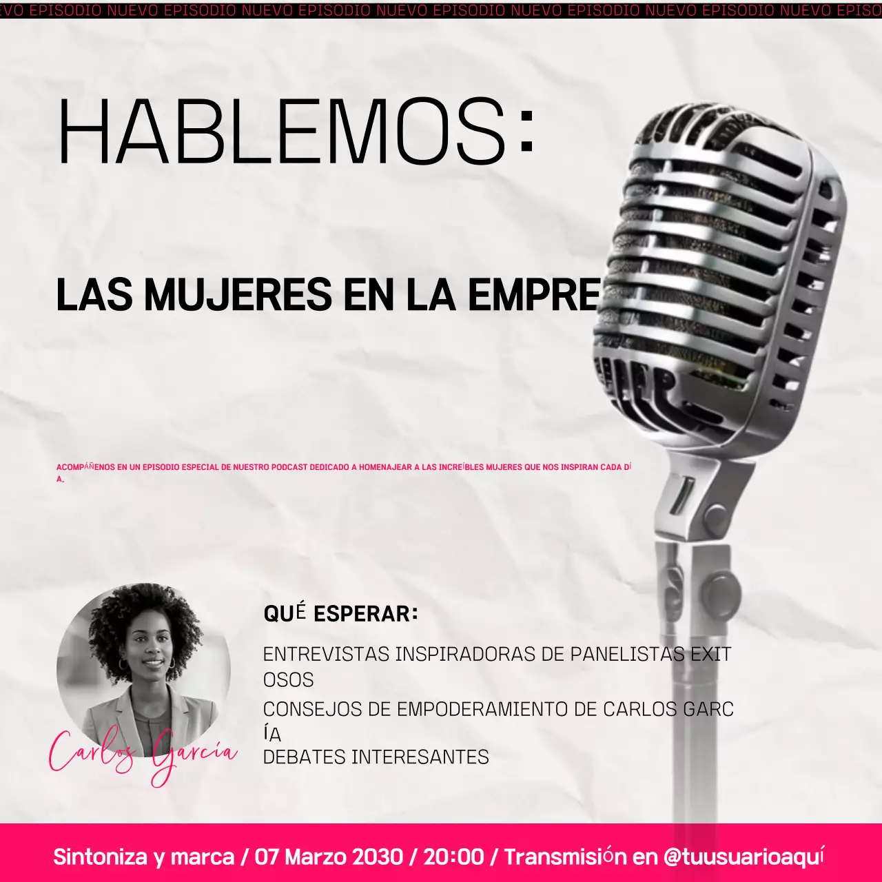 anuncio del podcast grey modern