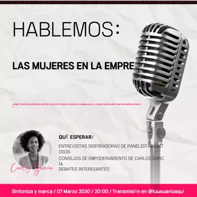 anuncio del podcast grey modern