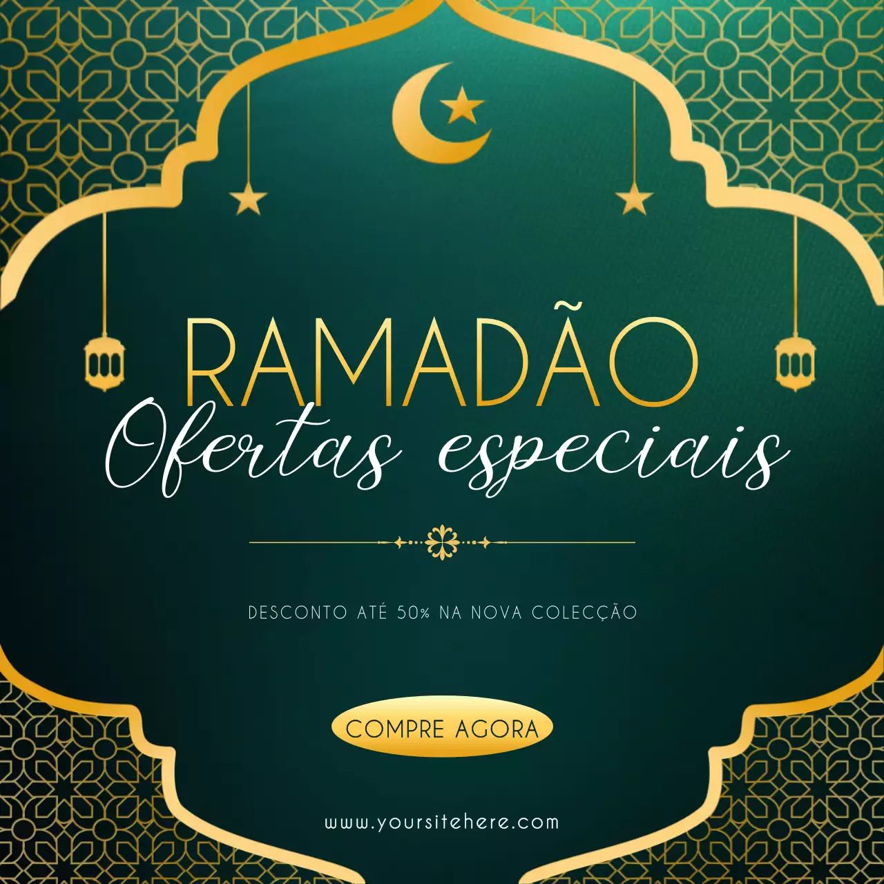 Ornamento gradiente verde Ramadão promoção de vendas modelo para redes sociais