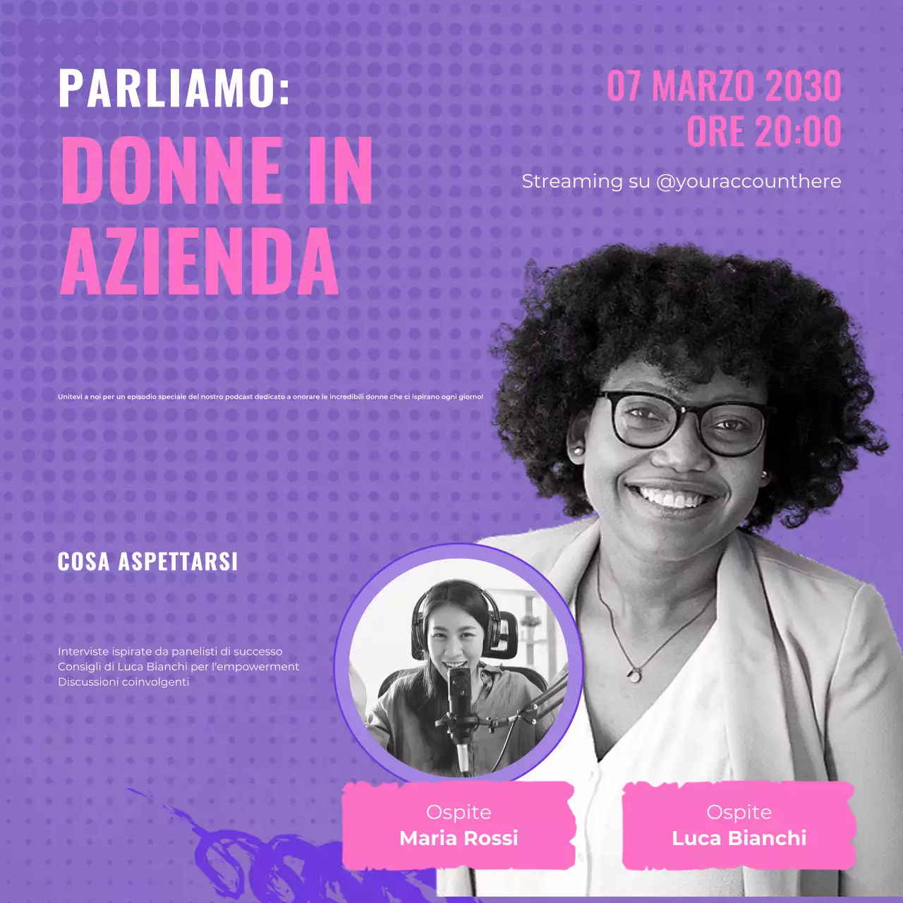 Promozione aziendale moderna viola