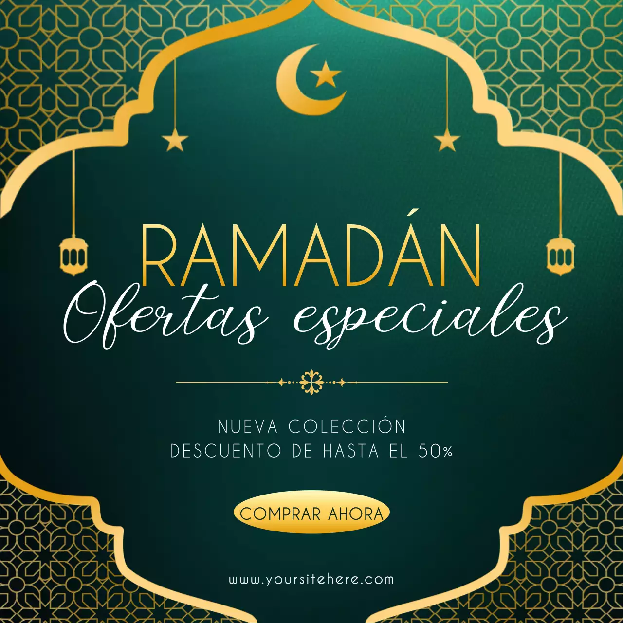 Verde gradiente ornamento Ramadán venta promoción plantilla de medios sociales