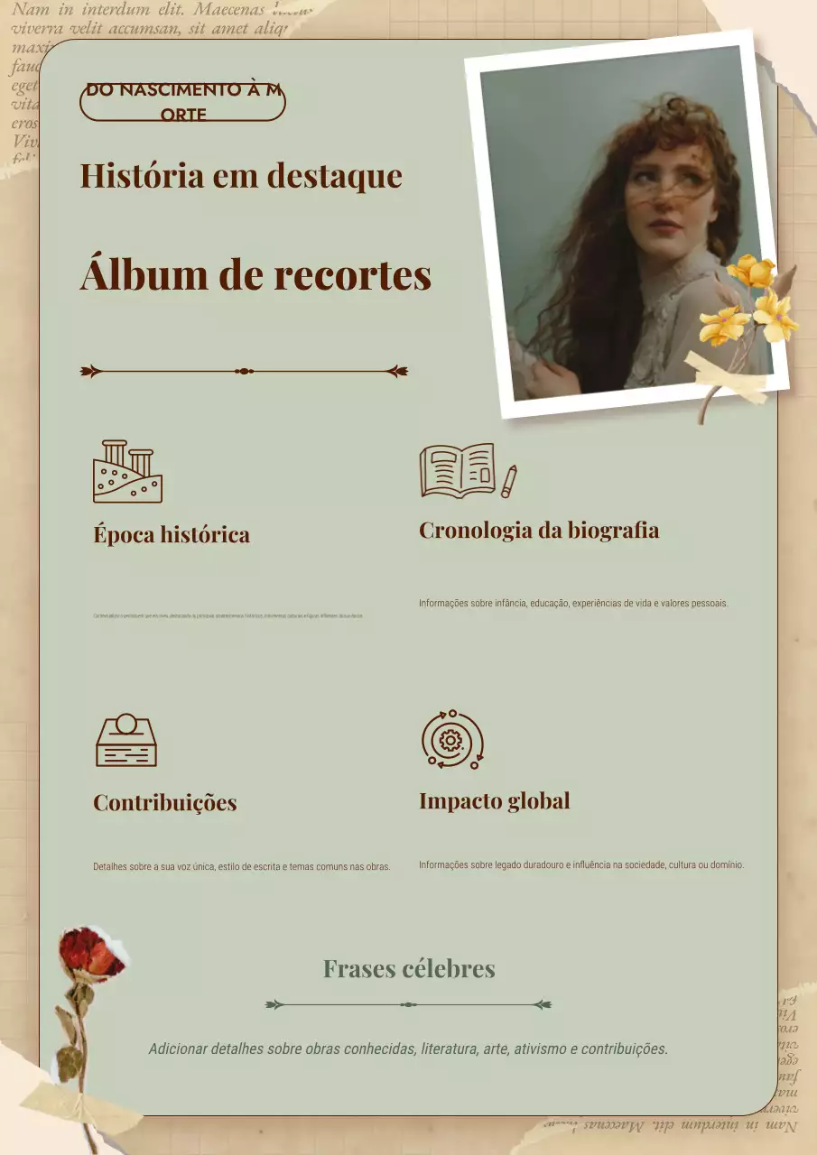 guia biográfico bege vintage