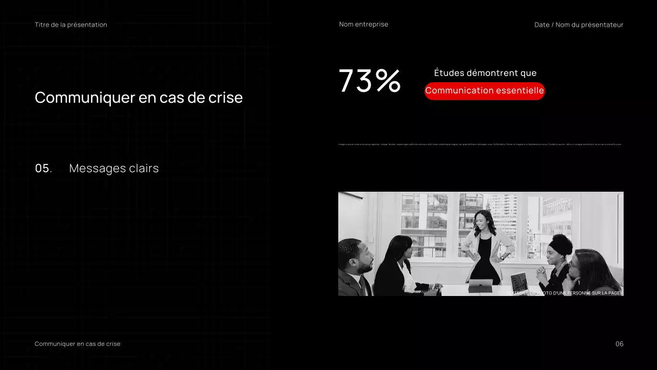 Présentation d'un webinaire d'entreprise minimaliste, tendance, noir et rouge