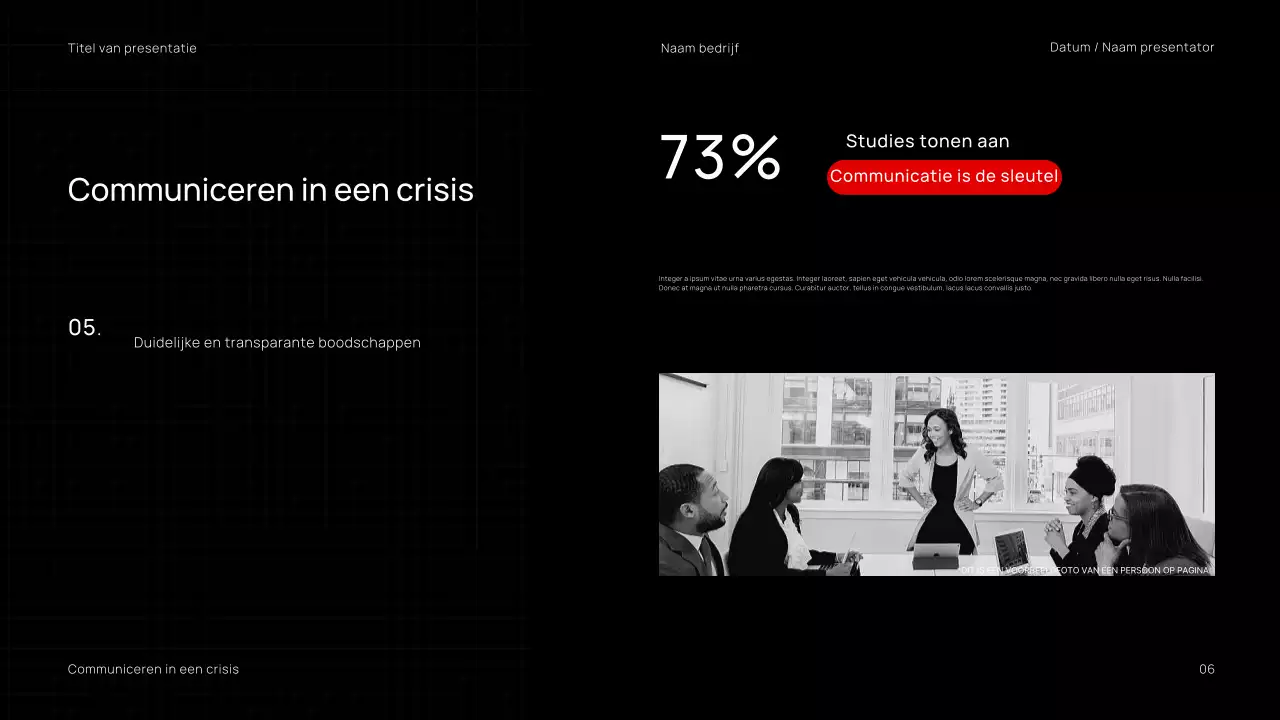 Minimalistische, trendy zwart-rode zakelijke webinar-presentatie