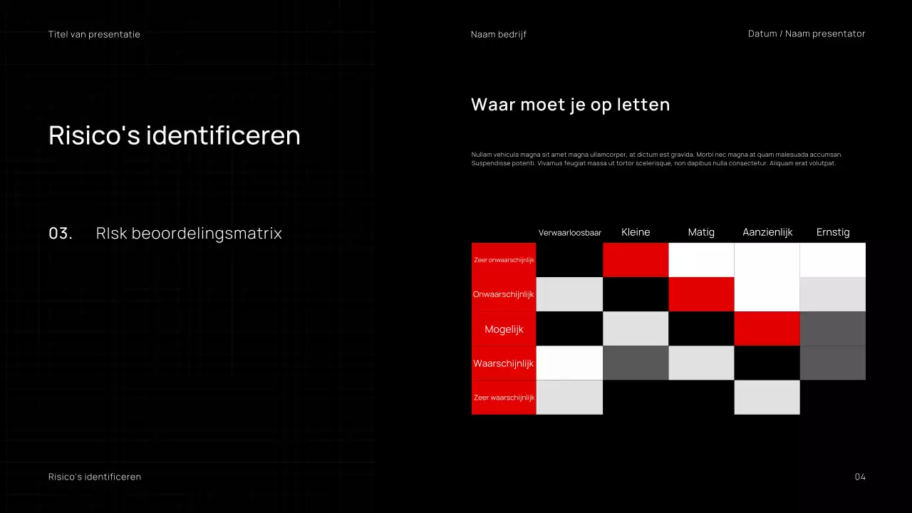 Minimalistische, trendy zwart-rode zakelijke webinar-presentatie
